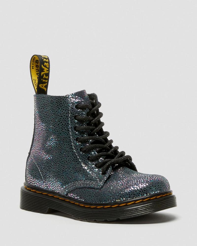 Metal Kids\' Dr Martens Toddler 1460 Pascal Iridescent Lace Up Boots | CA 698JPQ